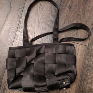 Black seatbelt purse